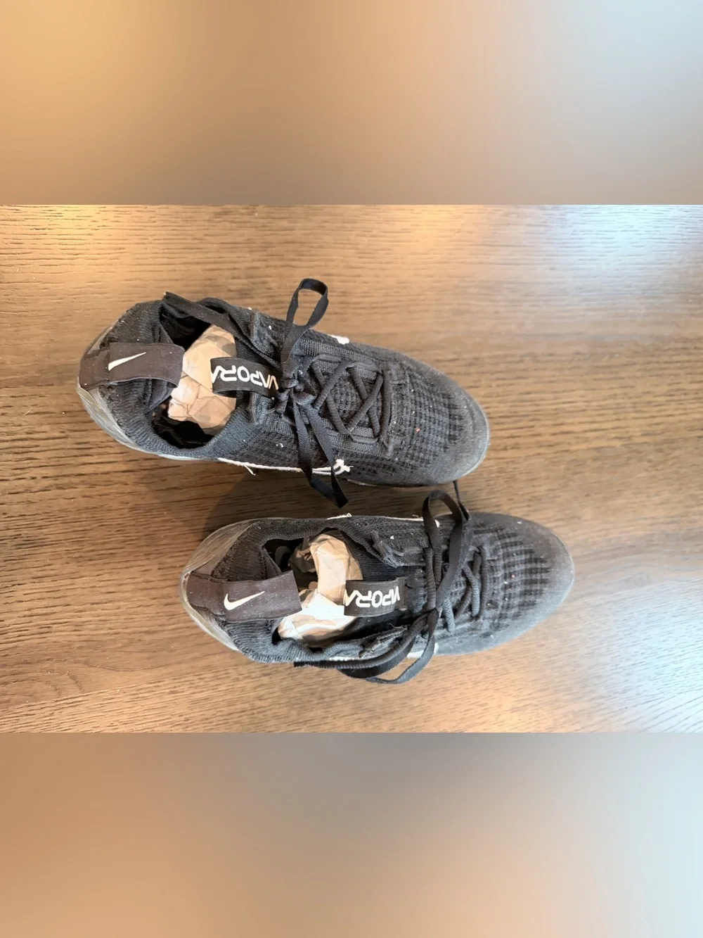 Nike Big Kids 6 Black VaporMax with White Swoosh